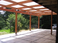 Redwood Pergola with Shade Cloth 